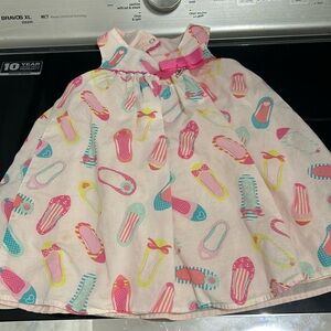 Girls 24 month light cotton sundress shoes sandals beach flip flops bow pink